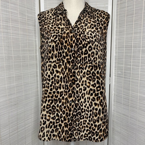 Equipment Leopard Print Silk Button Down Size M - Picture 1 of 7